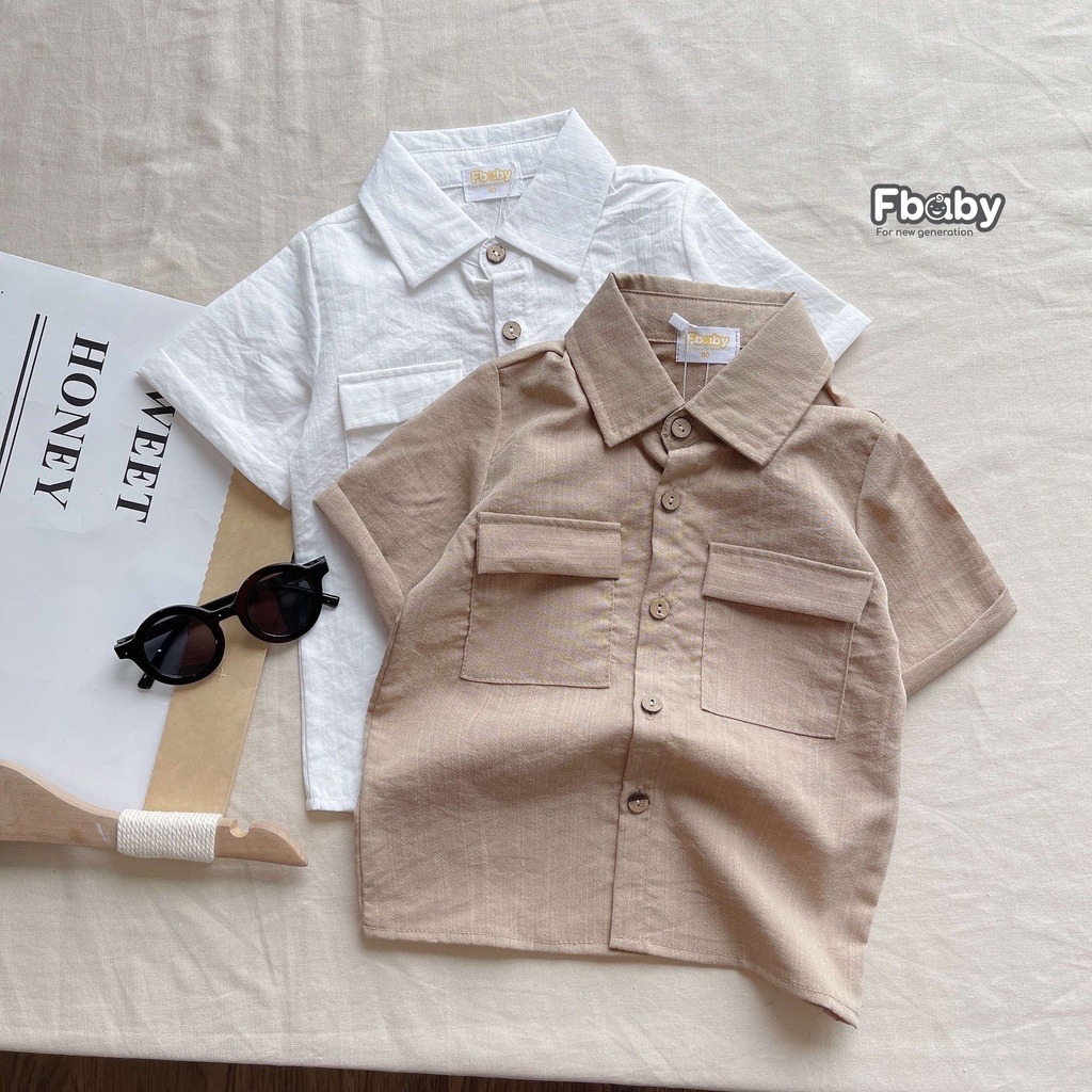 FBABY - Set Bộ Đũi Trơn Cao Cấp Cổ Sơ Mi Cho Bé Trai