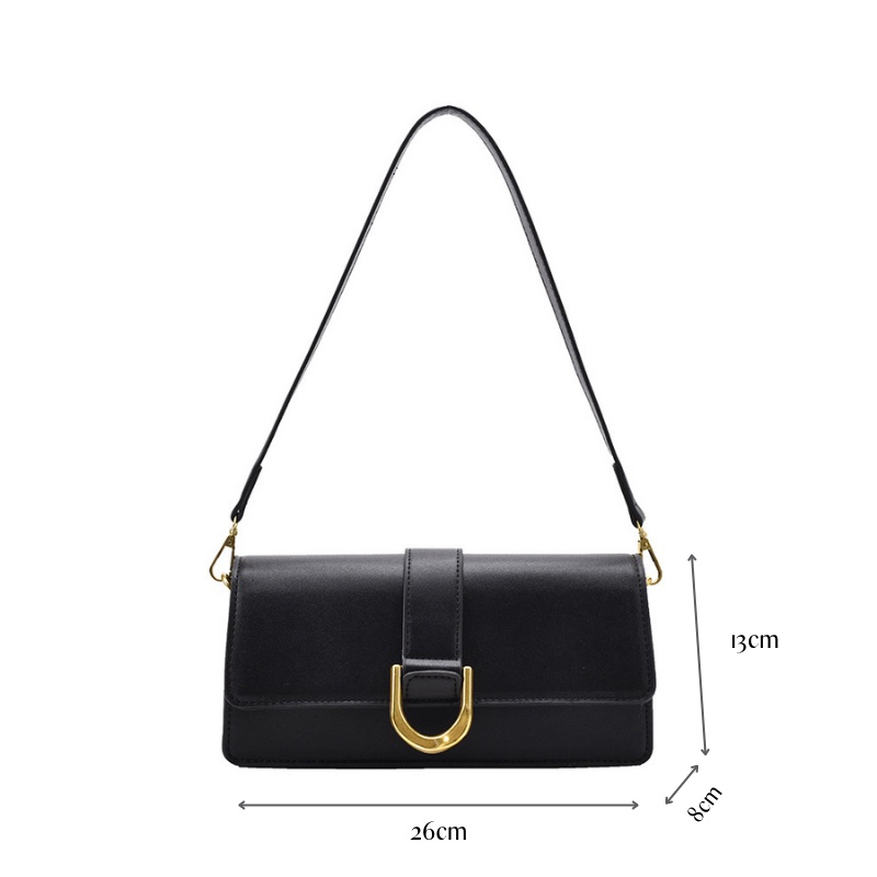 Túi Đeo Vai Kết Hợp Đeo Chéo Kẹp Nách Khóa Kim Loại Hình Móng Ngựa Sang Trọng Da Mềm Dáng Túi Dài Ví Cầm Tay Cidu CD14