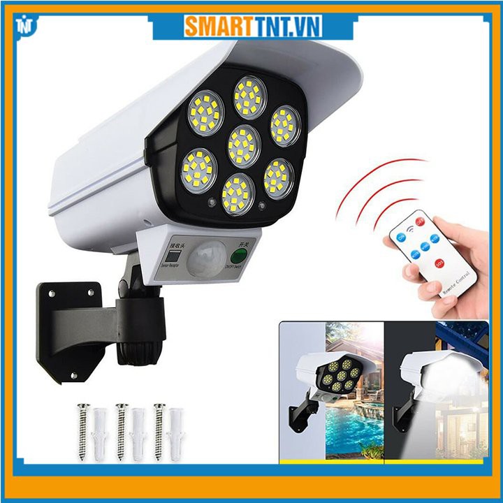 Đèn năng lượng mặt trời cảm ứng tự động bật tắt có điều khiển - giả camera chống trộm mơi, hàng đẹp Smarttnt.vn