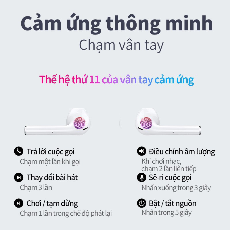 [ TRỢ GIÁ ] ( Nghe Không Hay Hoàn Tiền 100% )  Tai Nghe Bluetooth Cảm Biến Vân Tay Dùng cả IOS &amp; Android