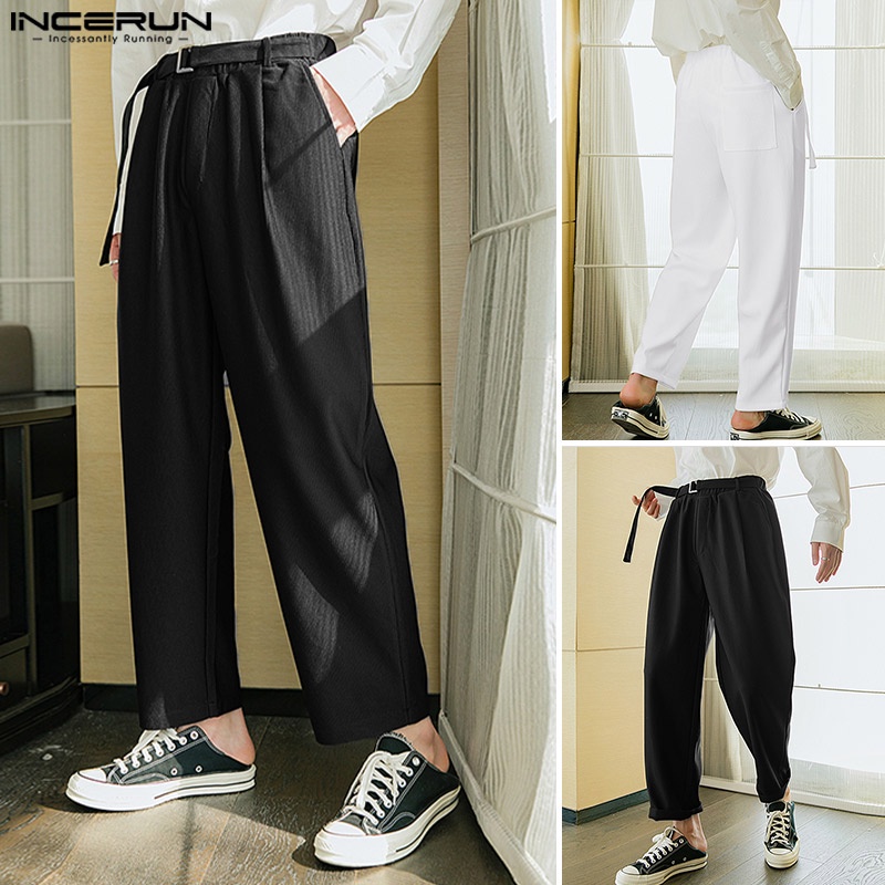 Quần dài INCERUN ống rộng màu sắc thanh lịch cho nam