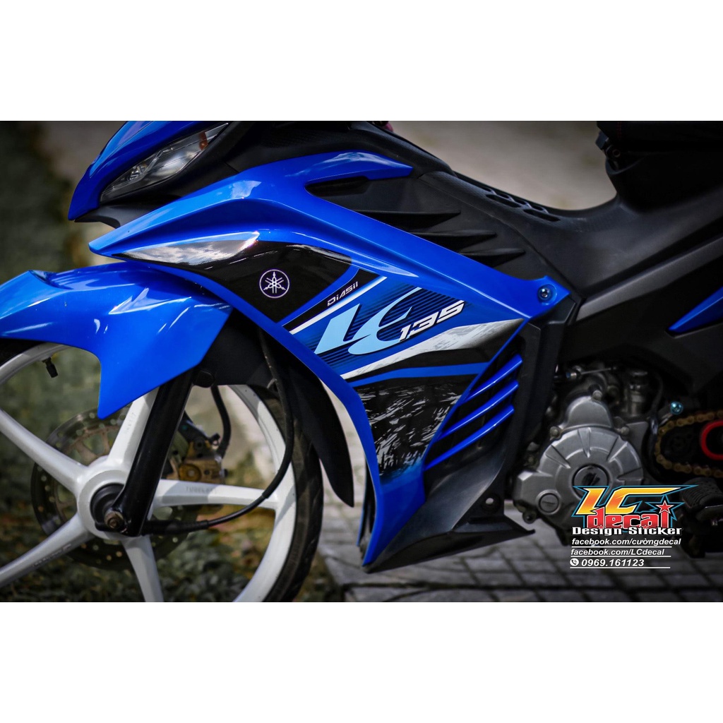 [Ảnh thật] Tem Decal Rời mẫu LC 135 cho Exciter 5 số xanh Gp - tem chuẩn form - sắc nét
