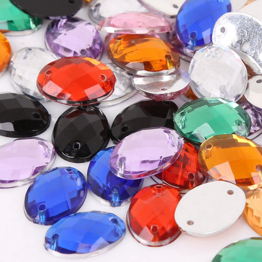 Set 50 Hạt Đá Acrylic Hình Oval 10x14mm Dùng Để Làm Đồ Trang Sức Thủ Công
