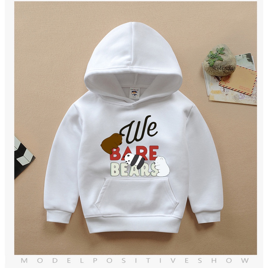 Áo hoodie we bare bears chúng tôi đơn giản là gấu màu trắng cho bé trai bé gái