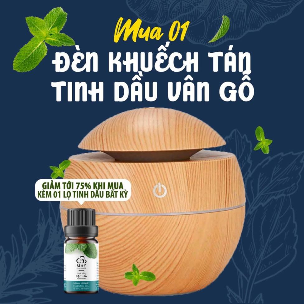 [Tặng kèm tinh dầu] Máy xông tinh dầu phun sương vân gỗ