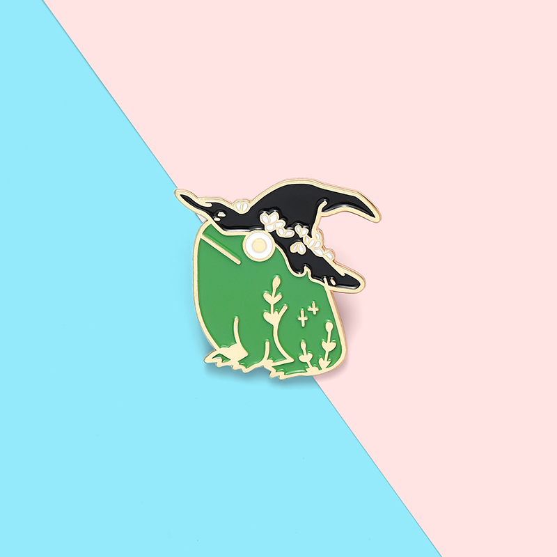 Ghim cài áo QIHE JEWELRY hình chú ếch hoạt hình đáng yêu