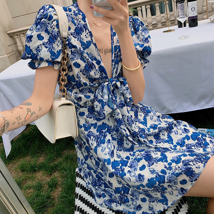 Đầm Ngắn Tay In Họa Tiết Hoa Xinh Xắn Dành Cho Nữ đầm bầu váy nữ váy bé gái váy dài chân váy dài váy nữ chân váy dài