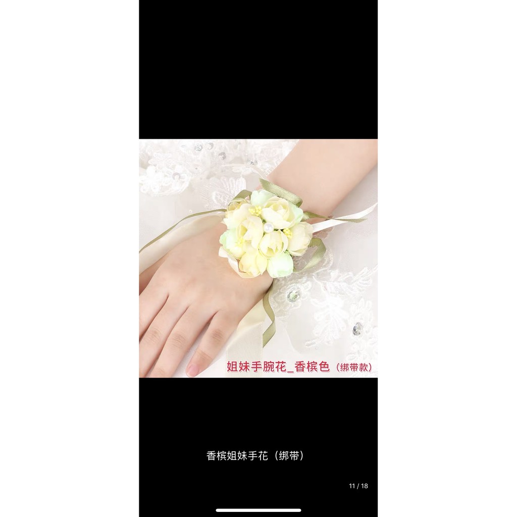VÒNG HOA ĐEO TAY ĐÁM CƯỚI CHO PHÙ DÂU - KIỂU BÔNG NHÍ