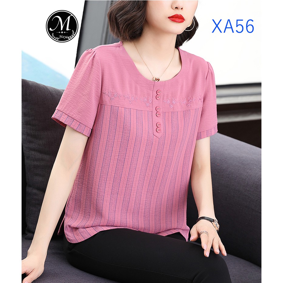 Áo nữ trung niên C'FAM áo đũi Nữ Kiểu, đủ màu đủ size, thiết kế bassic  XA56