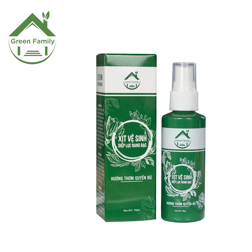 Chai Xịt Vệ Sinh Phụ Nữ Diệp Lục Nano Bạc HBC Green Family 70ml