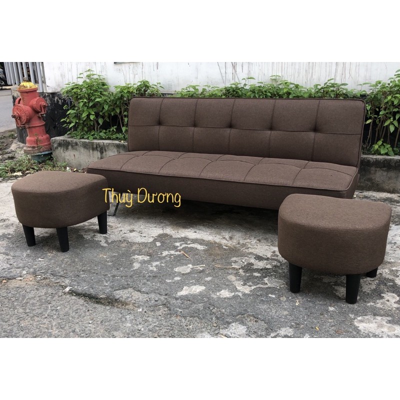 Đôn ghế Sofa Bed vải bố nâu 1 người ngồi kích thước nhỏ