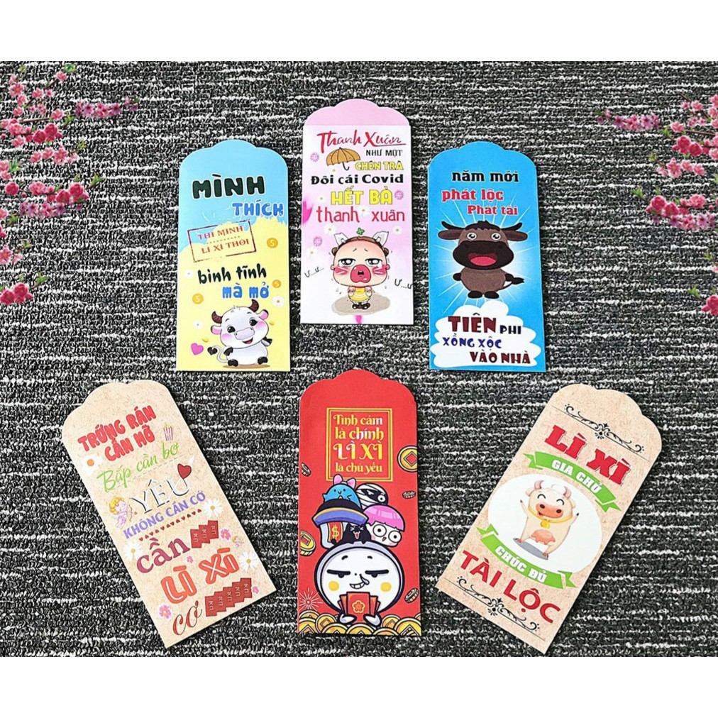 Bộ 100 bao Lì xì nhiều mẫu TRÂU, giấy đẹp. Nhớ lấy mã hoàn xu nhé!