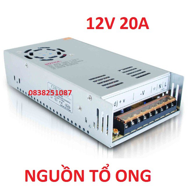 Nguồn Tổ Ong 12V 20A Có Quạt