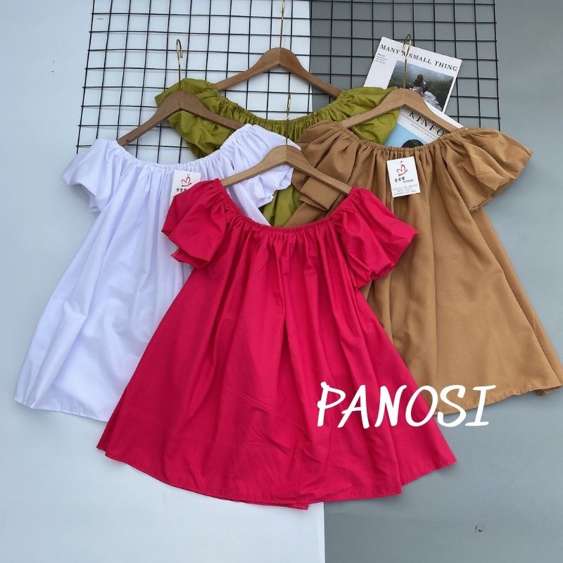 Áo trễ vai tay bồng chất thô mềm mát nhiều màu trẻ trung - A140 - PANOSI