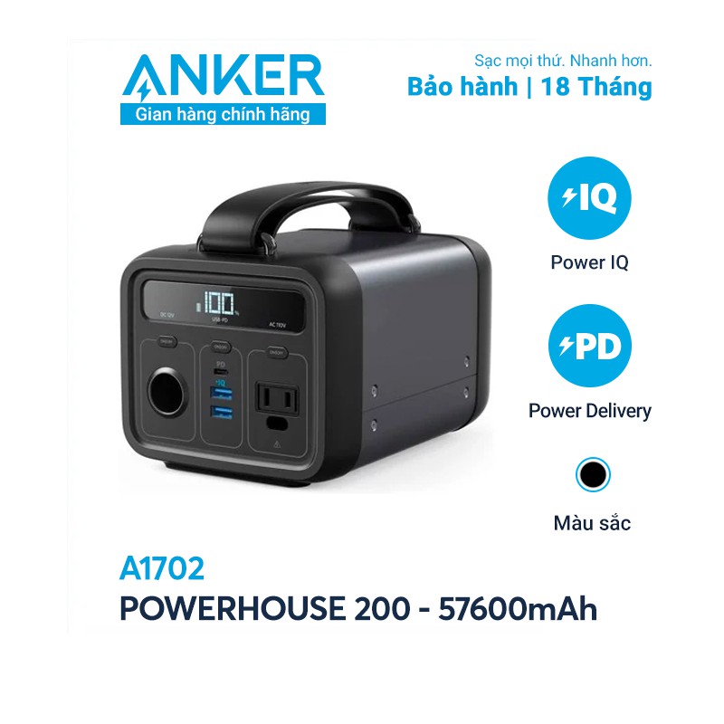 [Mã ELMALLAPR2 giảm 4% đơn 3TR] Pin dự phòng ANKER PowerHouse 200 dung lượng 57600mAh/213Wh - A1702