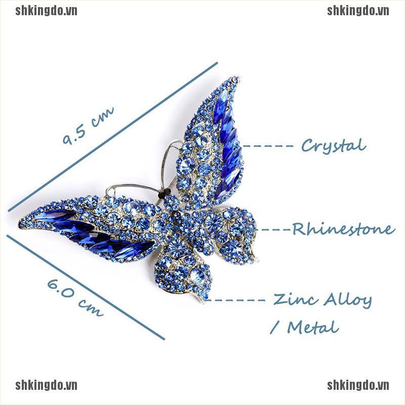 Ghim cài áo hình bướm đính đá giả thời trang cho nữ