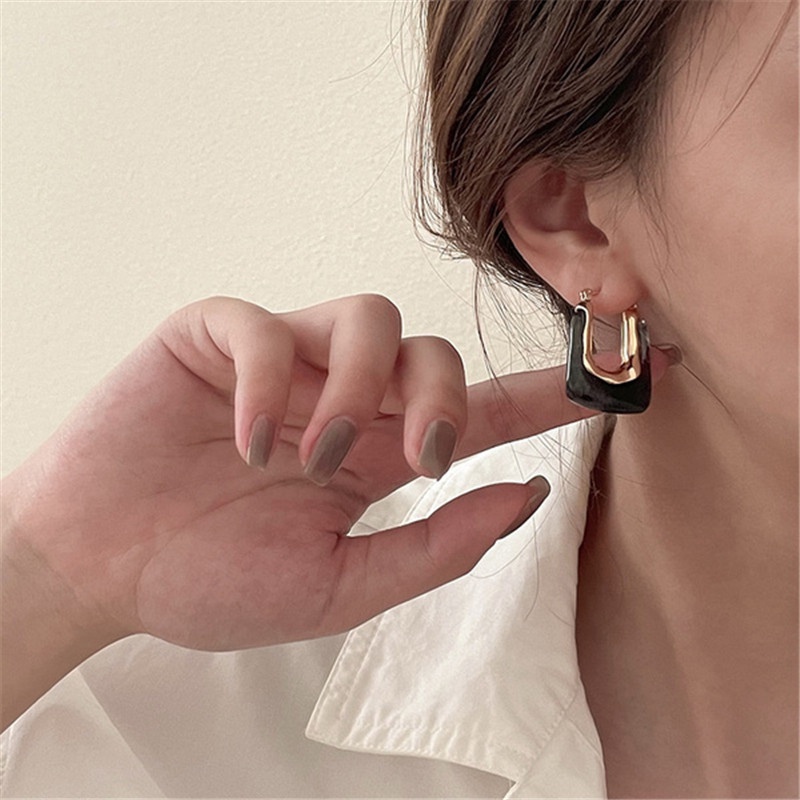 Khuyên tai HAIMEIKANG hình chữ U phong cách retro dễ phối đồ