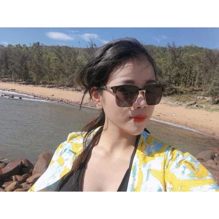 Kính mát nam nữ thời trang mặt kính vuông gọng vàng Chống Tia UV dành cho Nam và Nữ hot tried