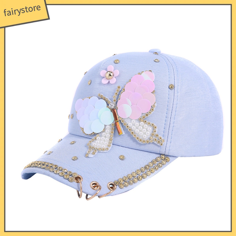 Mũ Lưỡi Trai Phối Lưới Hoạ Tiết Bướm Cho Nữ