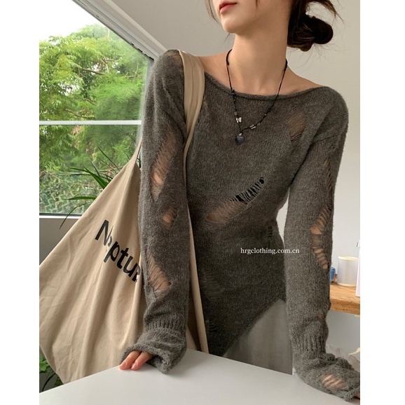 Áo sweater Dệt Kim Thiết Kế Xẻ Quyến Rũ Hợp Thời Trang