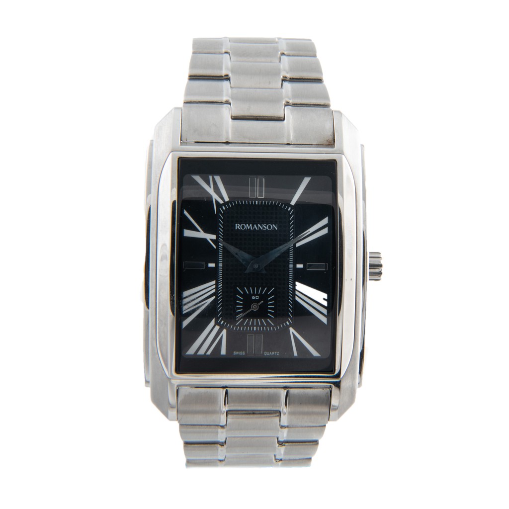 Đồng hồ Romanson Sport Watch TM2629JMWBK nam mặt chữ nhật kính chống xước, máy Thụy Sĩ chống nước dây thép chính hãng