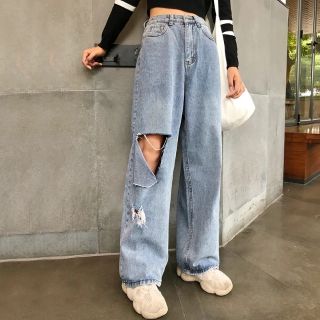 Quần bò jeans rách ống rộng baggy unisex ulzzang siêu chất