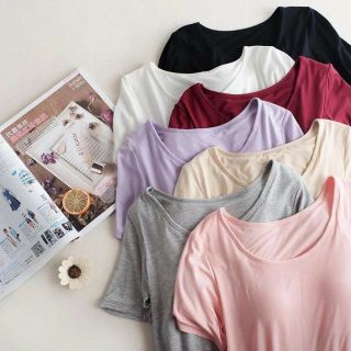 Áo phông kèm bra cotton 2 trong 1 siêu tiện