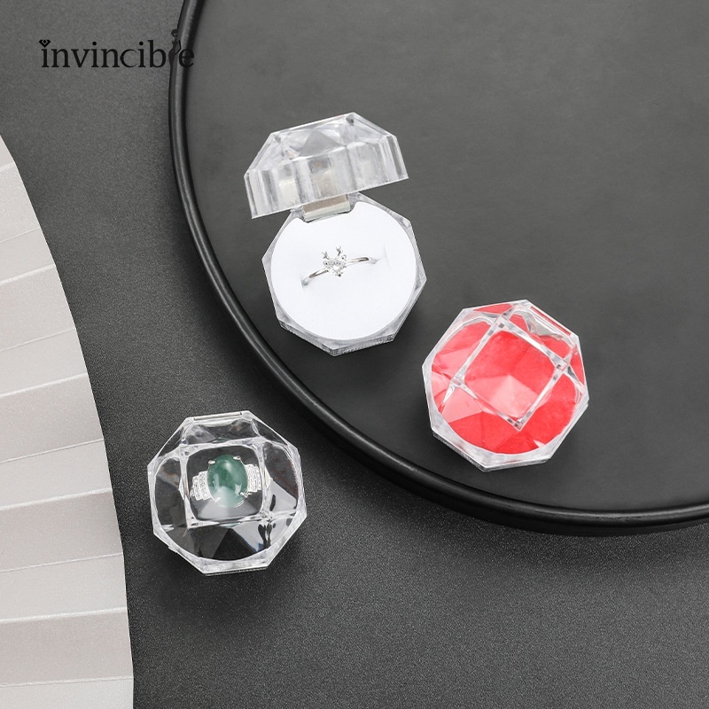 Hộp đựng nhẫn trang sức acrylic mini trong suốt 3 màu sắc tùy chọn