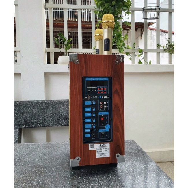 Loa kéo hát karaoke bluetooth AZ8 Pro Bass 20 mini chính hãng tặng 2 micro