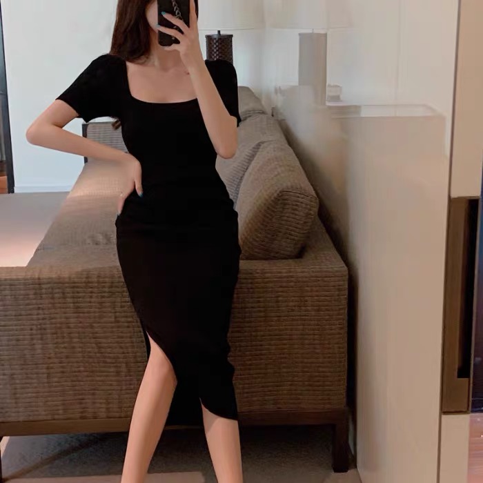 Đầm Dáng Ôm Cổ Vuông Xẻ Tà Quyến Rũ Cho Nữ | BigBuy360 - bigbuy360.vn