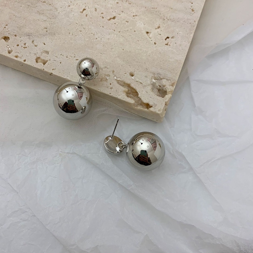 Khuyên Tai Kim Loại Đính Hạt Châu Phong Cách Retro Thời Trang Hàn Quốc