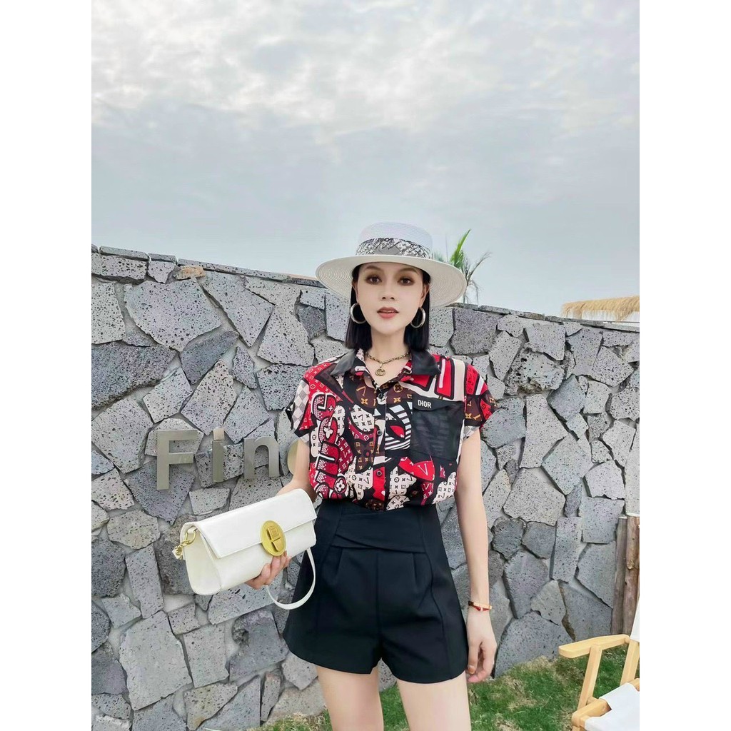 Áo sơ mi nữ công sở kiểu Hàn Quốc chất lụa đẹp cao cấp,Áo kiểu họa tiết,sơ mi hãng