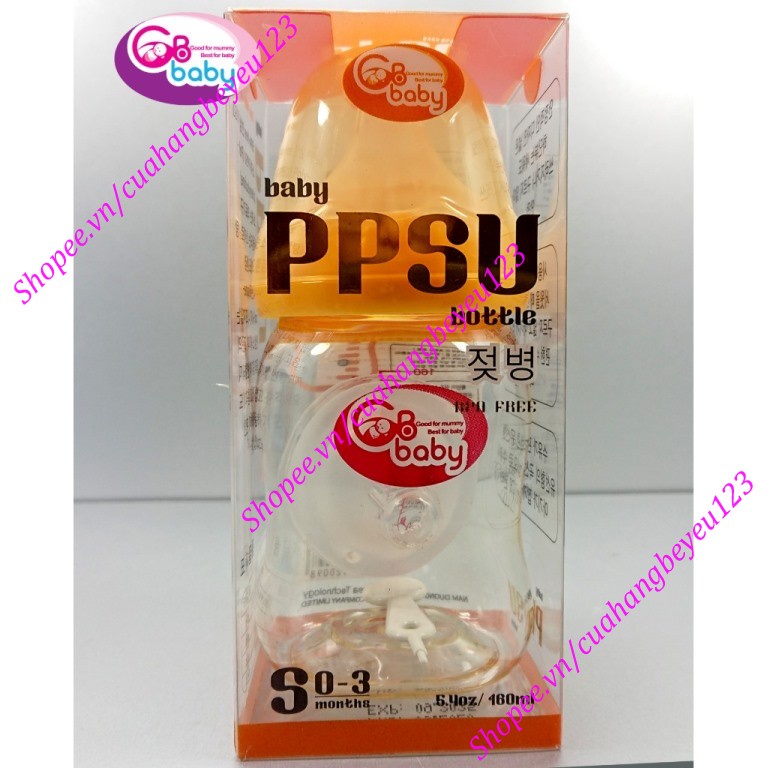 Bình sữa 160ml Cổ rộng PPSU Cao cấp GB Baby (Tặng 1 núm ty GB-baby, Que thông tắc sữa)