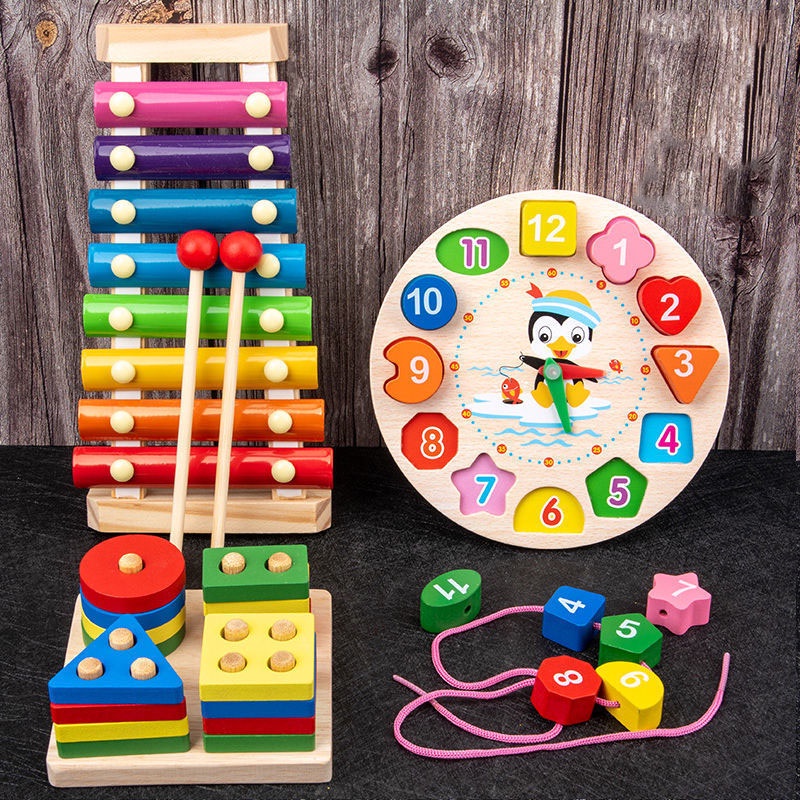 Đồ chơi gỗ thông minh phát triển tư duy cho bé - Combo đồ chơi gỗ phát triển trí tuệ 6 món cho bé
