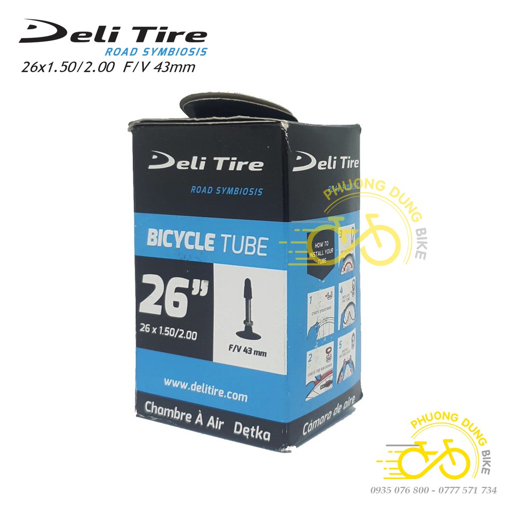 Ruột (Săm) xe đạp Deli Tire 26x1.5-2.0 43mm Van Pháp - Van Xe Đạp