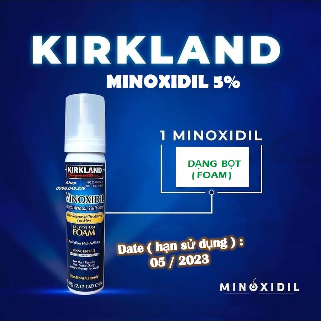 [ Date : Tốt nhất tại Mỹ ] Sản phẩm  mọc Tóc , mọc Râu  Minoxidil  Kirkland Dạng Bọt (Foam), BILL CHÍNH HÃNG COSTCO Mỹ .