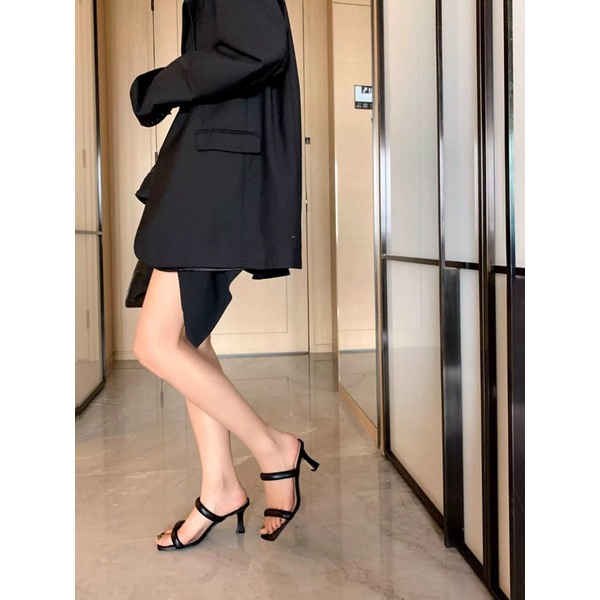 guốc 2 quai mảnh 7f, mũi vuông, siêu xinh