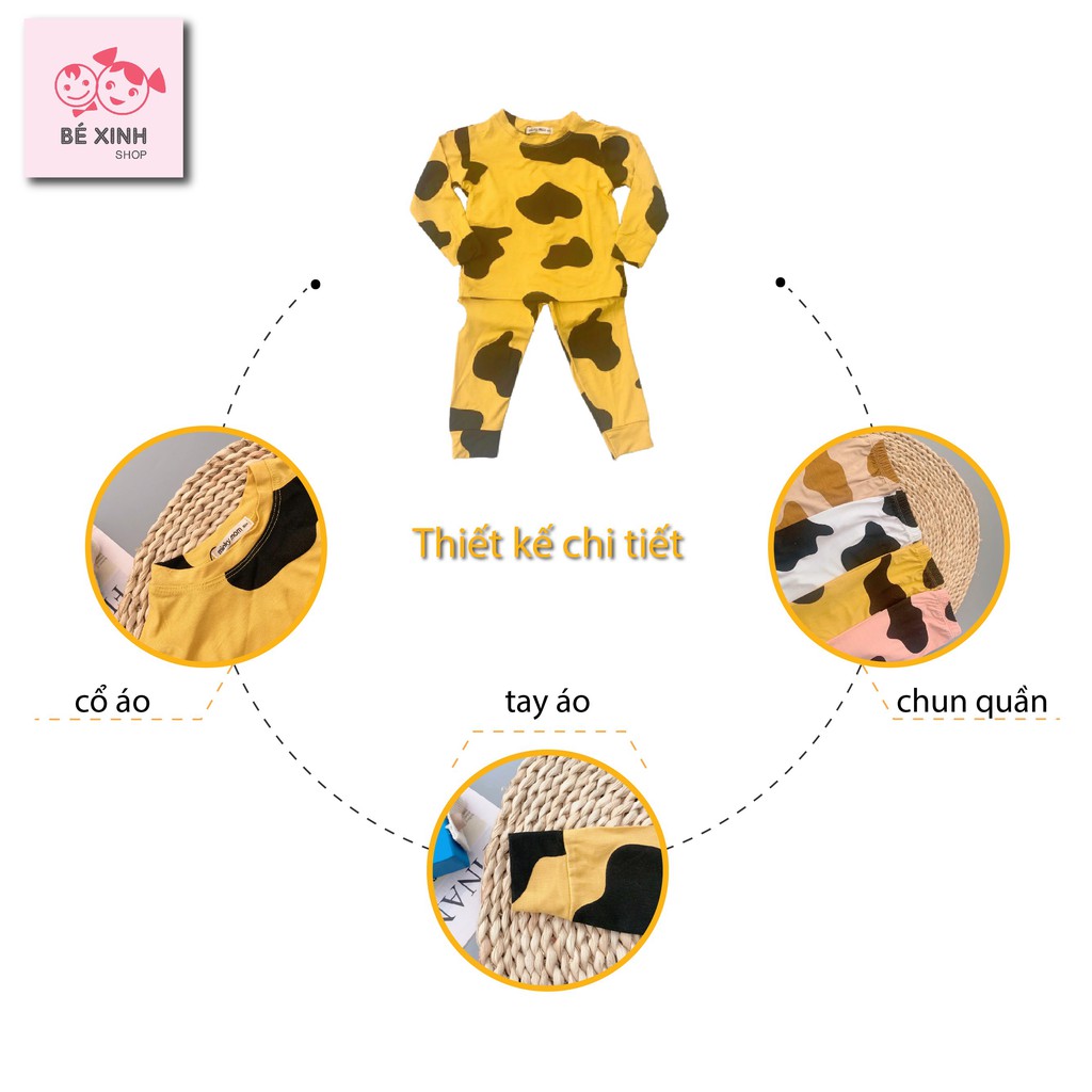 Đồ bộ Bò Sữa dài tay cho bé trai bé gái Minky Mom [Bán Chạy Nhất] Bộ bé trai gái dài tay quần áo BÒ SỮA trẻ em thun lạnh