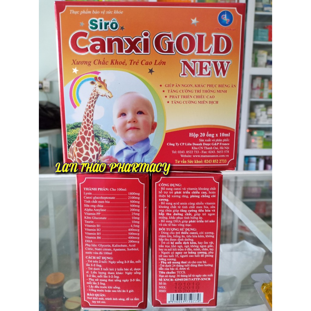 [CHÍNH HÃNG] SIRO CANXI GOLD NEW GP HỘP 20 ỐNG GIÚP BÉ ĂN NGON CAO LỚN VỊ THƠM NGON DỄ UỐNG