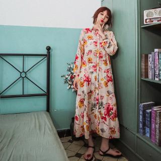 Đầm Chiffon Dáng Rộng In Hoa Phong Cách Hàn Quốc
