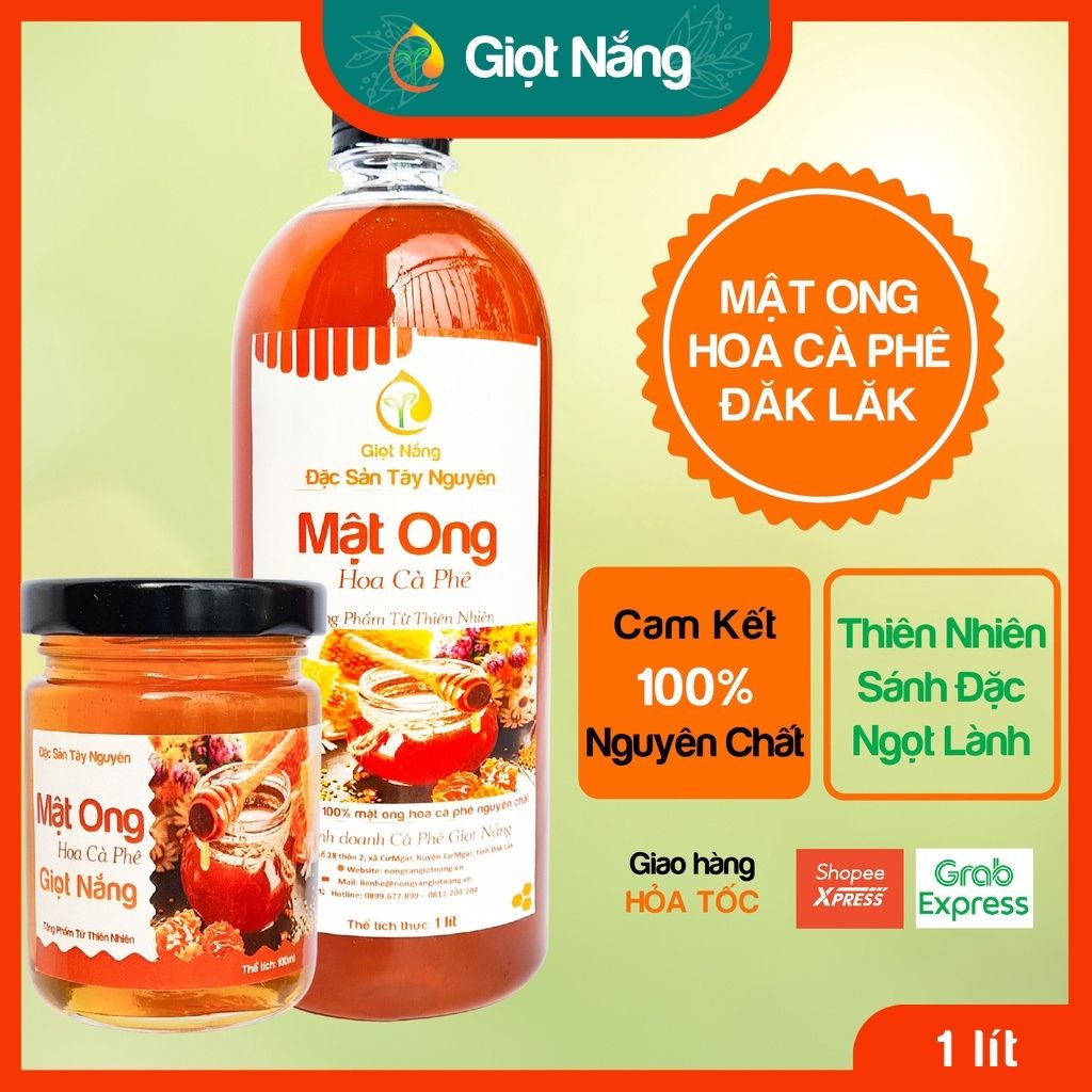 Mật ong nguyên chất Đăk Lăk, mật ong hoa cà phê chứa nhiều dinh dưỡng tốt thể tích 100-1000ml từ NÔNG SẢN GIỌT NẮNG