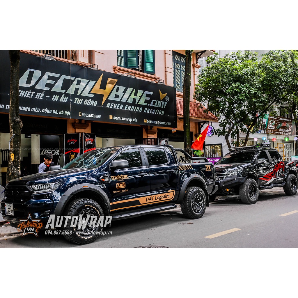 Tem xe họa tiết xe Ranger DAT Logicstic - Tem họa tiết ô tô Ford, tem dán sườn xe thể thao