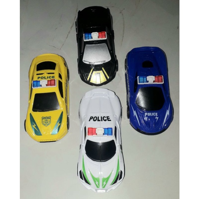 Sét 4 chiếc xe mô hình police bằng nhựa chạy bánh lùi