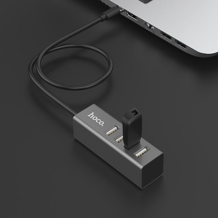 HUB 4 cổng USB Hoco HB1 tương thích cao chất liệu vỏ hợp kim nhôm cao cấp