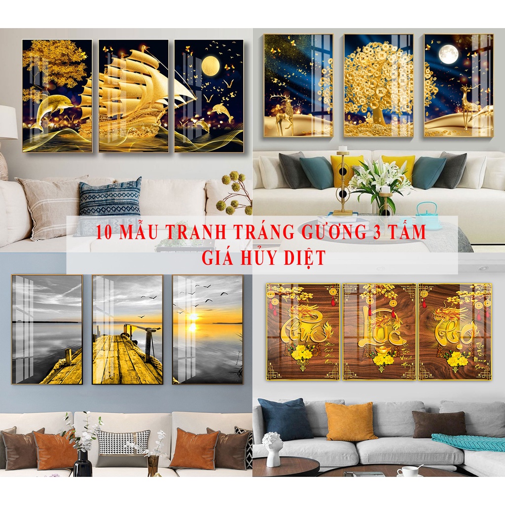 Bộ 3 tranh tráng gương cao cấp