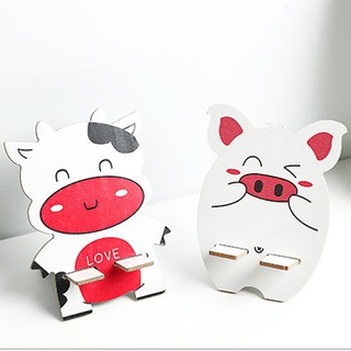 Giá đỡ điện thoại gỗ hình gấu mèo bò lợn dễ thương F359SPAZ