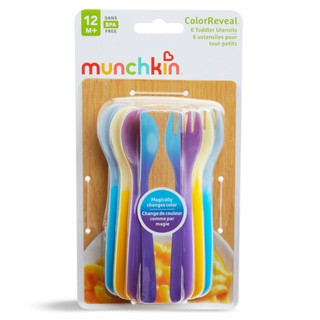 Muỗng nĩa Munchkin đổi màu cho bé từ 12 tháng tuổi (1 cặp tách set)