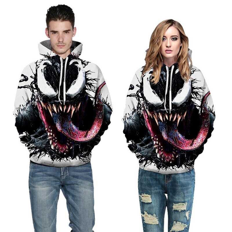 Áo hoodie tay dài in hình Venom 3D thời trang cá tính cho nam và nữ