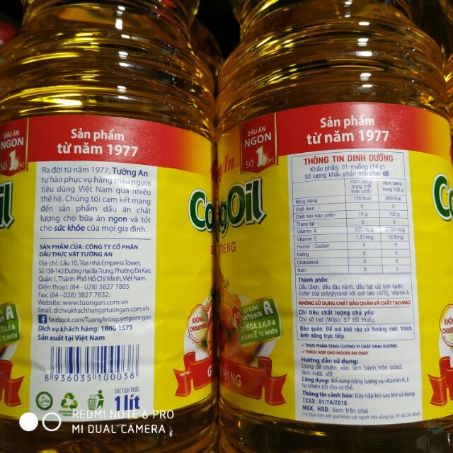 Dầu ăn Tường An CookingOil 1lít