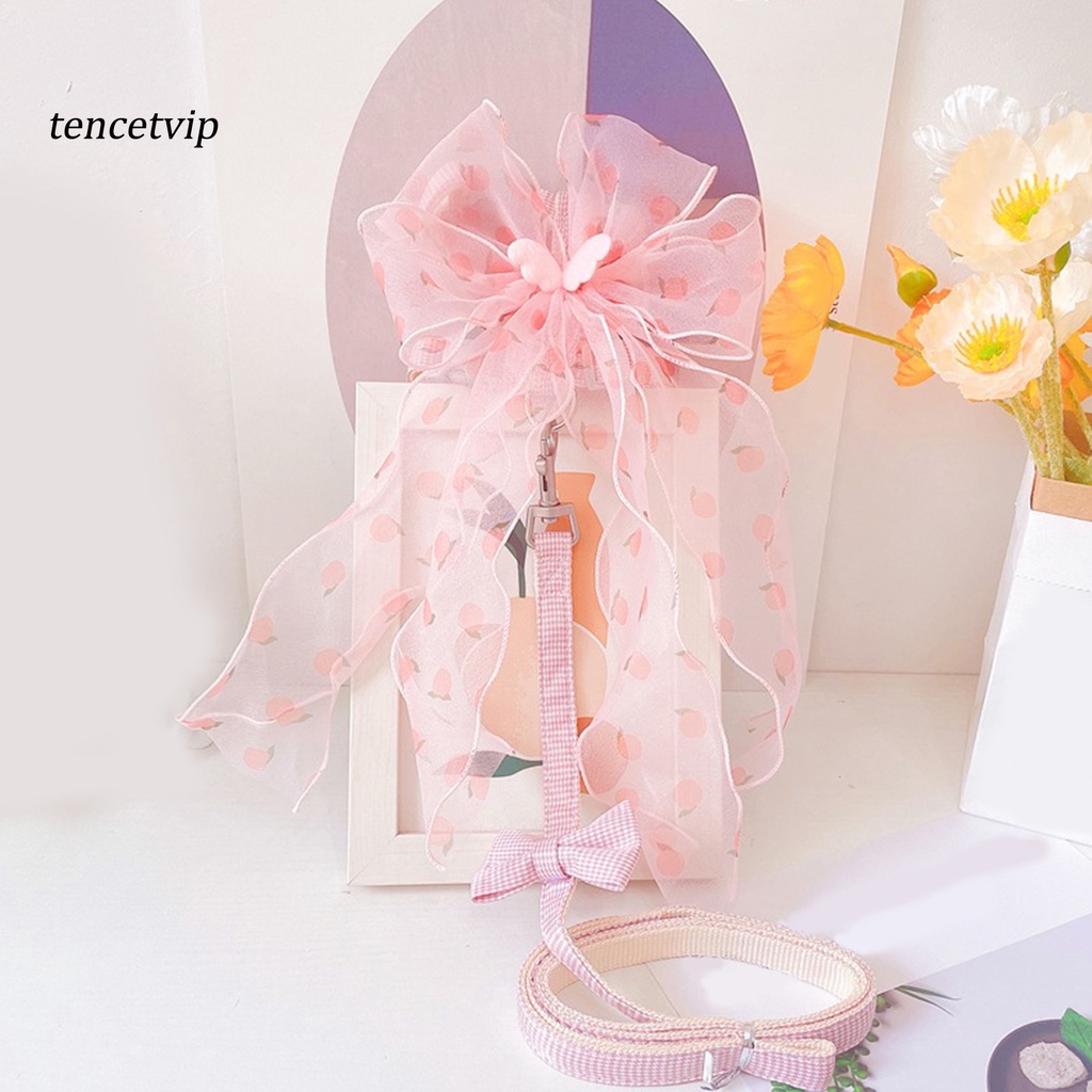 1 Set Dây Dắt Thú Cưng Đi Dạo Thiết Kế Thoải Mái Thoáng Khí Có Khóa Thắt Nơ